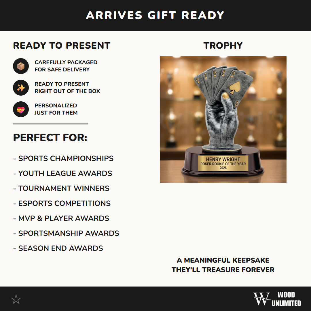 Poker Trophy Award | Personalized Gift | Custom Engraved Plaque | Poker Champion Award | Tournament Winner | Card Game Trophy