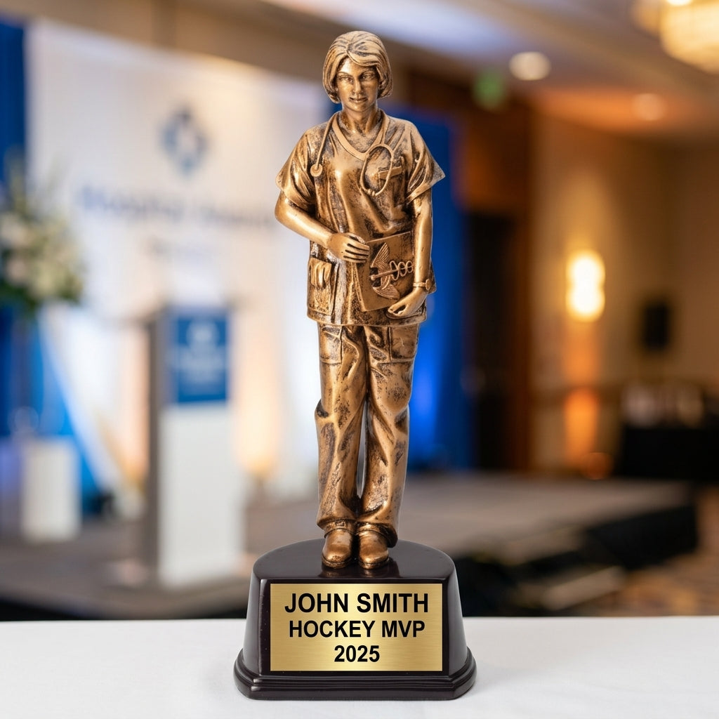 Nurse Trophy Award | Personalized Gift | Custom Engraved | Nursing Graduation | Nurse Appreciation | Retirement | Wood Unlimited - View 1