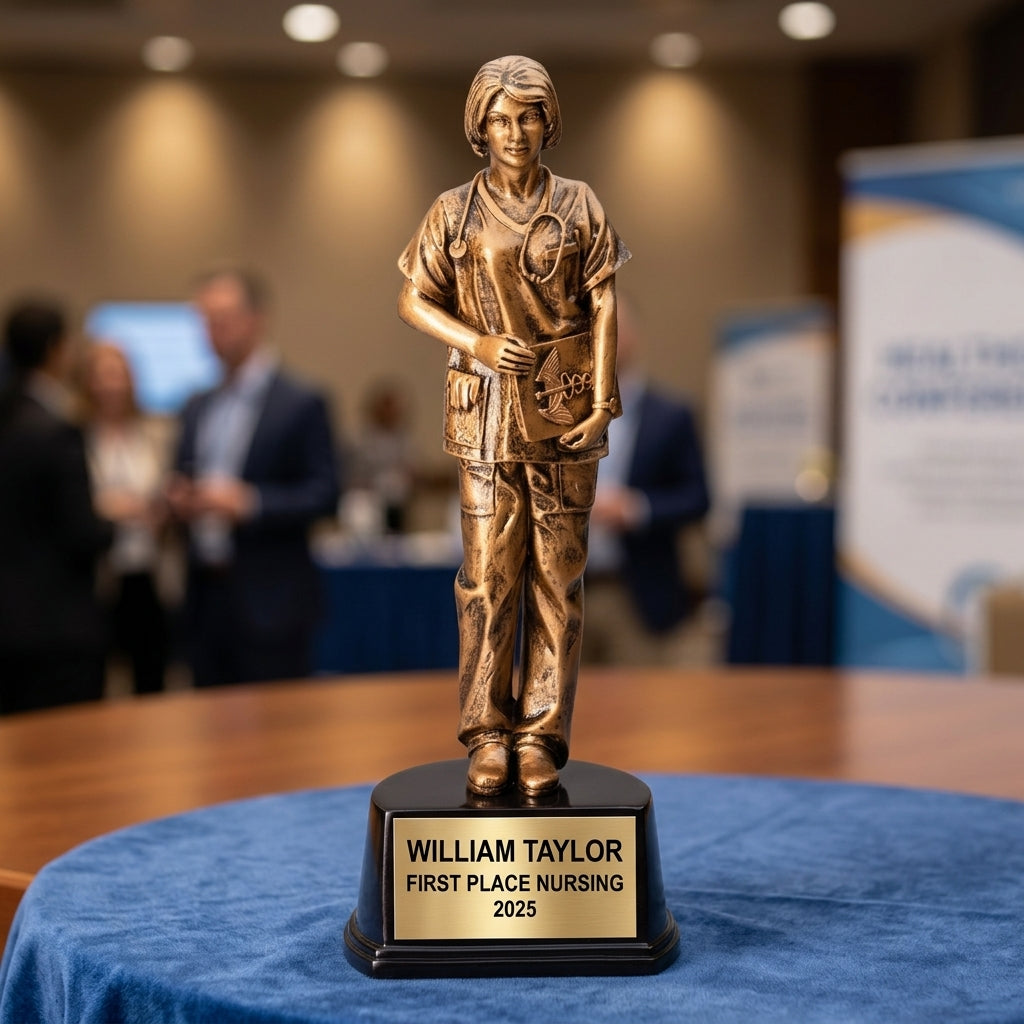 Nurse Trophy Award | Personalized Gift | Custom Engraved | Nursing Graduation | Nurse Appreciation | Retirement | Wood Unlimited - View 2