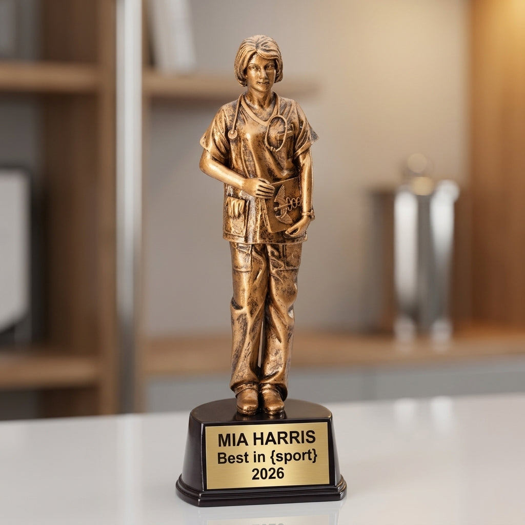 Nurse Trophy Award | Personalized Gift | Custom Engraved | Nursing Graduation | Nurse Appreciation | Retirement | Wood Unlimited - View 3