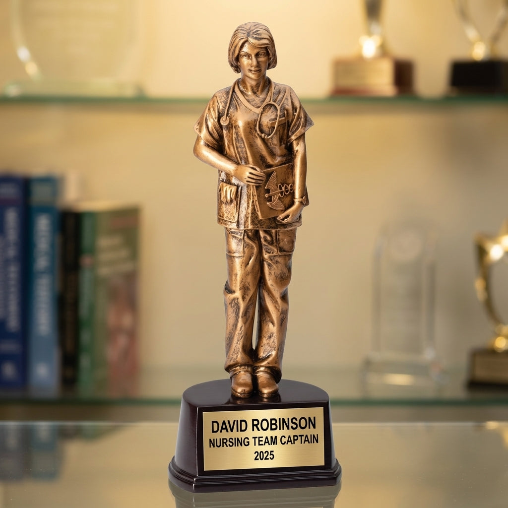 Nurse Trophy Award | Personalized Gift | Custom Engraved | Nursing Graduation | Nurse Appreciation | Retirement | Wood Unlimited - View 4