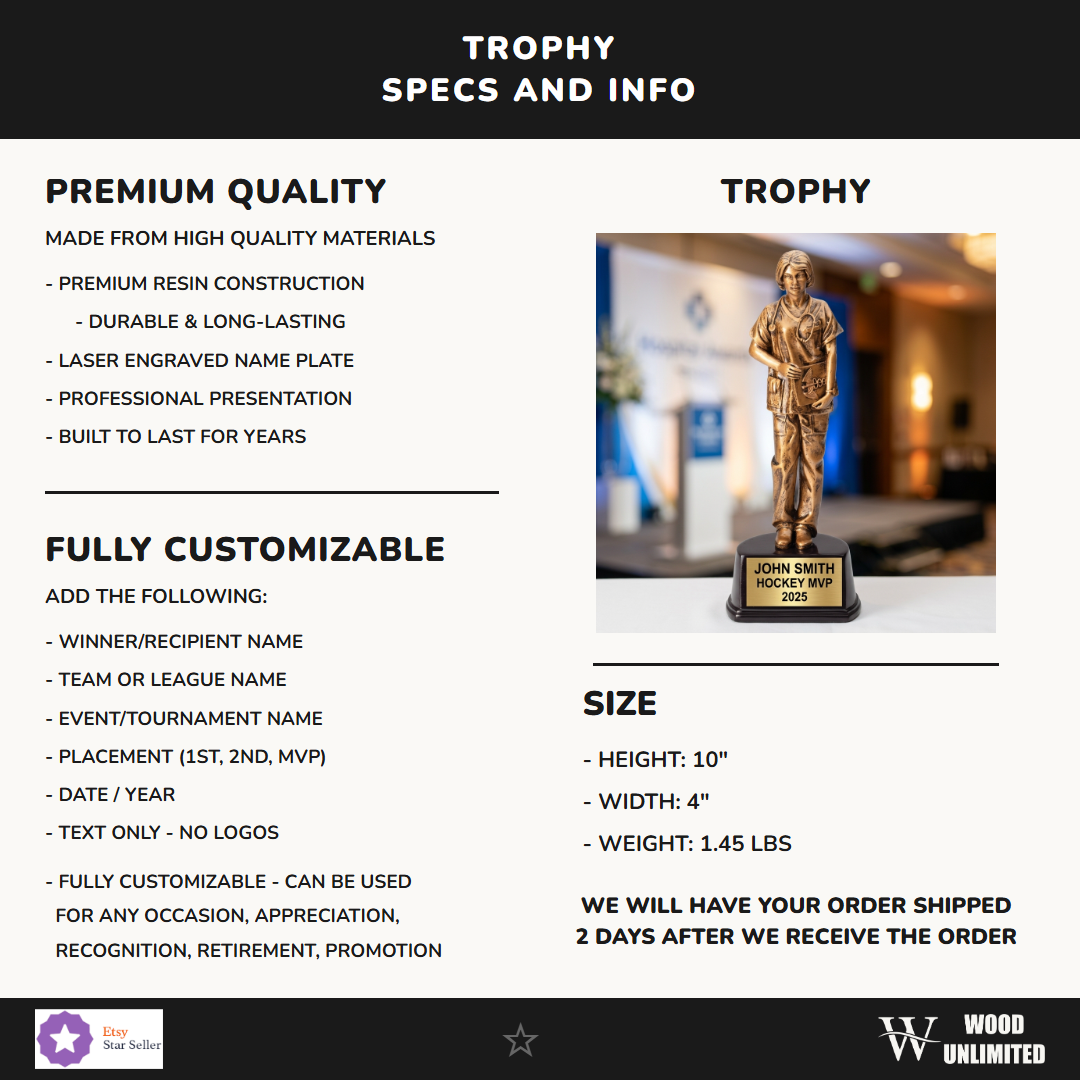 Nurse Resin Figure Trophy 10"