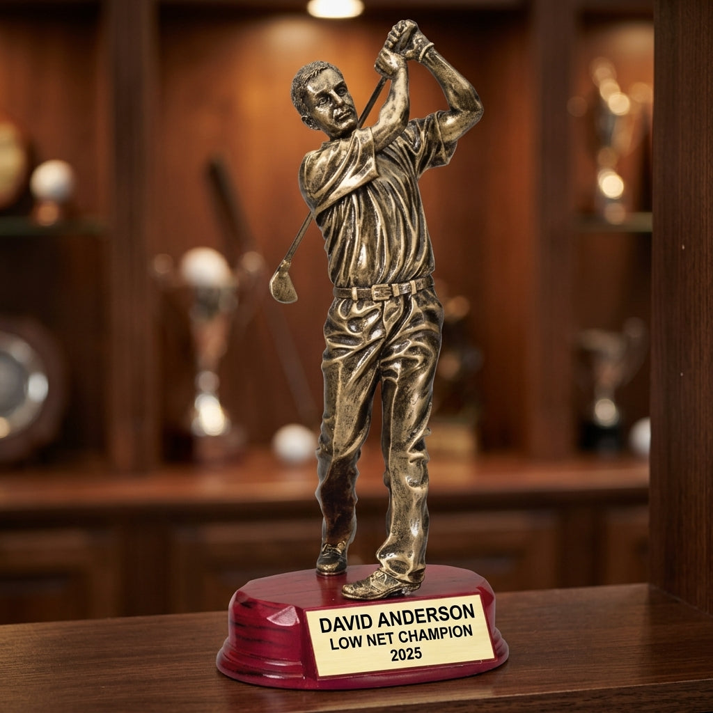 Personalized | Golf Award | Custom Engraved | Golf Trophy | Personalized Golf | Engraved Award | Golfer Statue | Tournament Prize - View 1