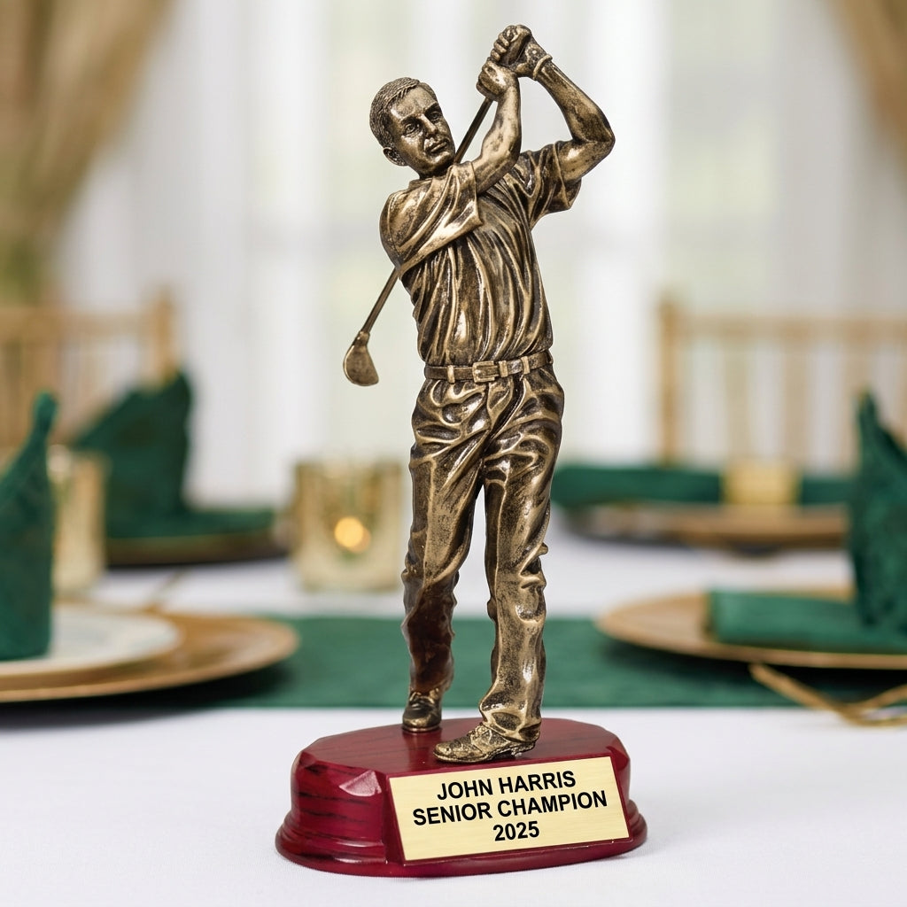 Personalized | Golf Award | Custom Engraved | Golf Trophy | Personalized Golf | Engraved Award | Golfer Statue | Tournament Prize - View 2
