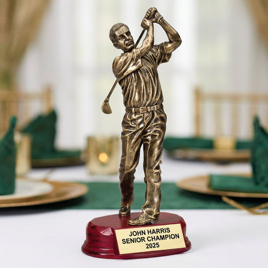 Personalized | Golf Award | Custom Engraved | Golf Trophy | Personalized Golf | Engraved Award | Golfer Statue | Tournament Prize - View 2