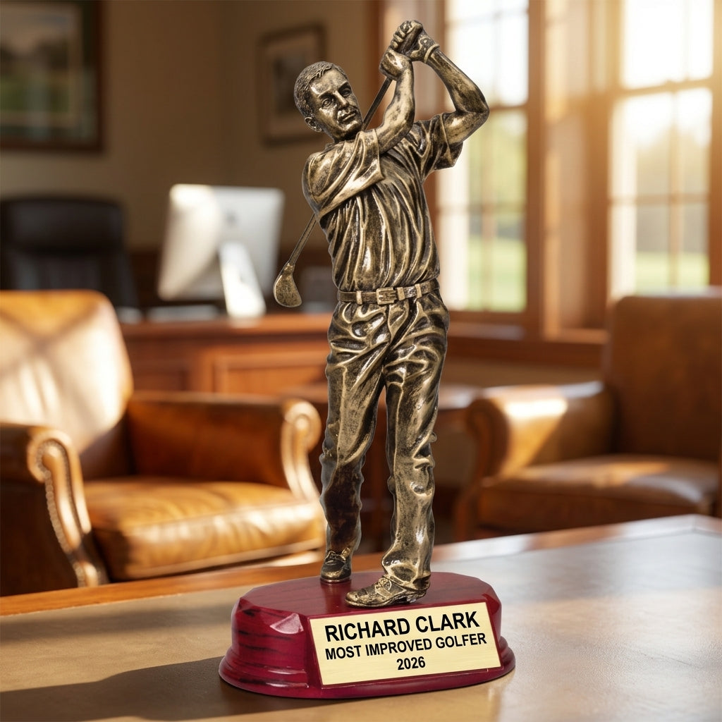 Personalized | Golf Award | Custom Engraved | Golf Trophy | Personalized Golf | Engraved Award | Golfer Statue | Tournament Prize - View 4