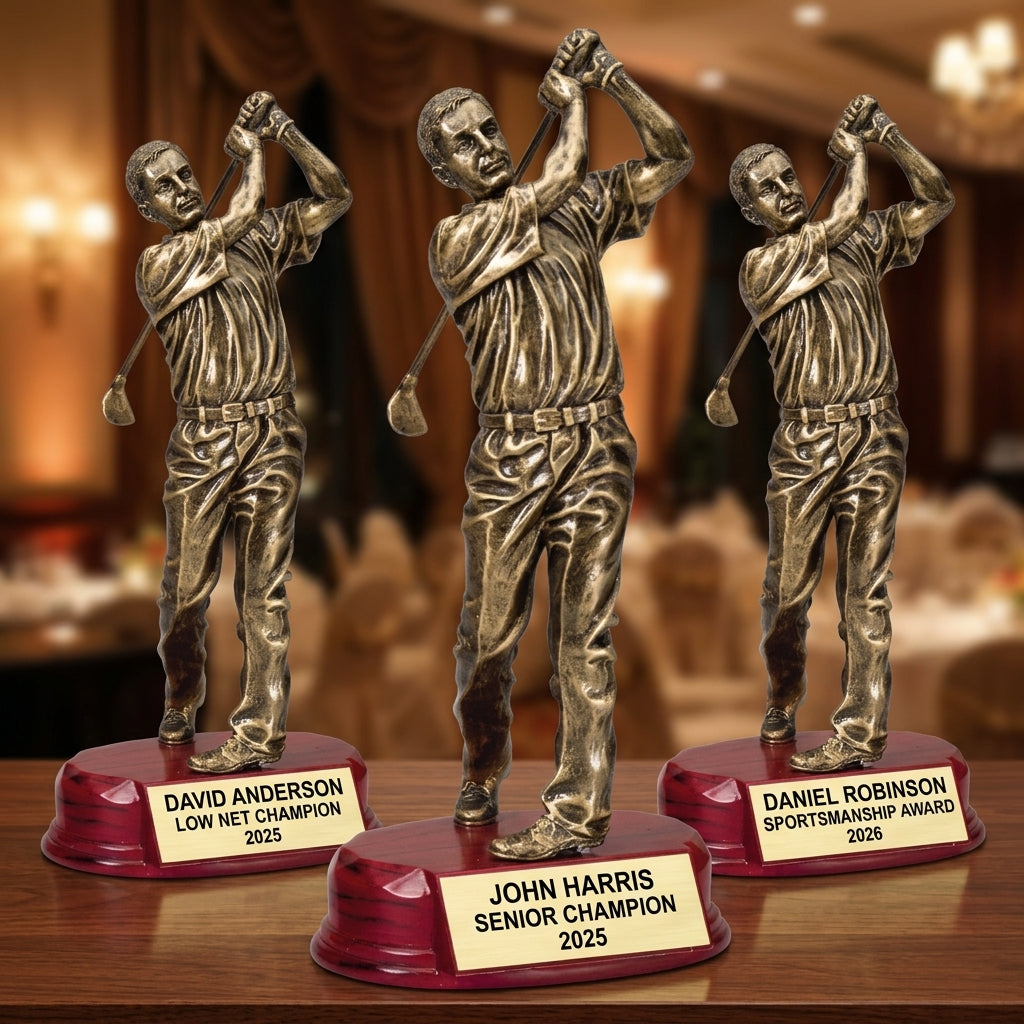 Personalized | Golf Award | Custom Engraved | Golf Trophy | Personalized Golf | Engraved Award | Golfer Statue | Tournament Prize - View 6