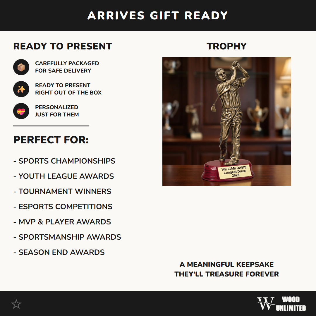 Personalized | Golf Award | Custom Engraved | Golf Trophy | Personalized Golf | Engraved Award | Golfer Statue | Tournament Prize