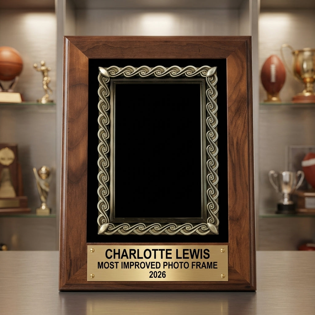 Photo Frame Award Trophy | Personalized | Custom Engraved | Walnut Wood | Gift | Team Award | Tournament Trophy | Photo Gift - View 1