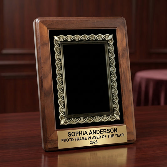 Photo Frame Award Trophy | Personalized | Custom Engraved | Walnut Wood | Gift | Team Award | Tournament Trophy | Photo Gift - View 2