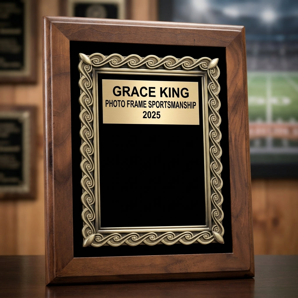 Photo Frame Award Trophy | Personalized | Custom Engraved | Walnut Wood | Gift | Team Award | Tournament Trophy | Photo Gift - View 3