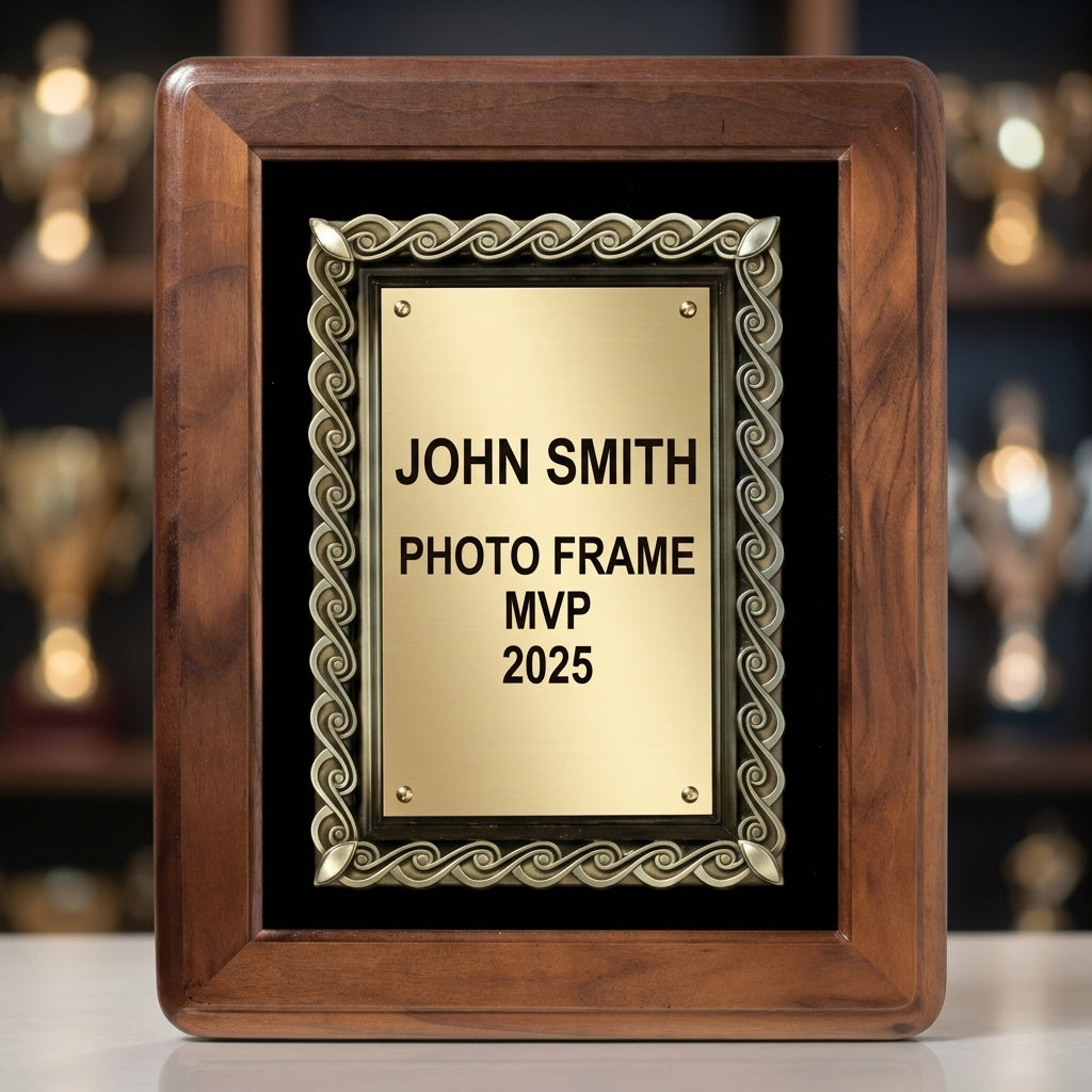 Photo Frame Award Trophy | Personalized | Custom Engraved | Walnut Wood | Gift | Team Award | Tournament Trophy | Photo Gift - View 4
