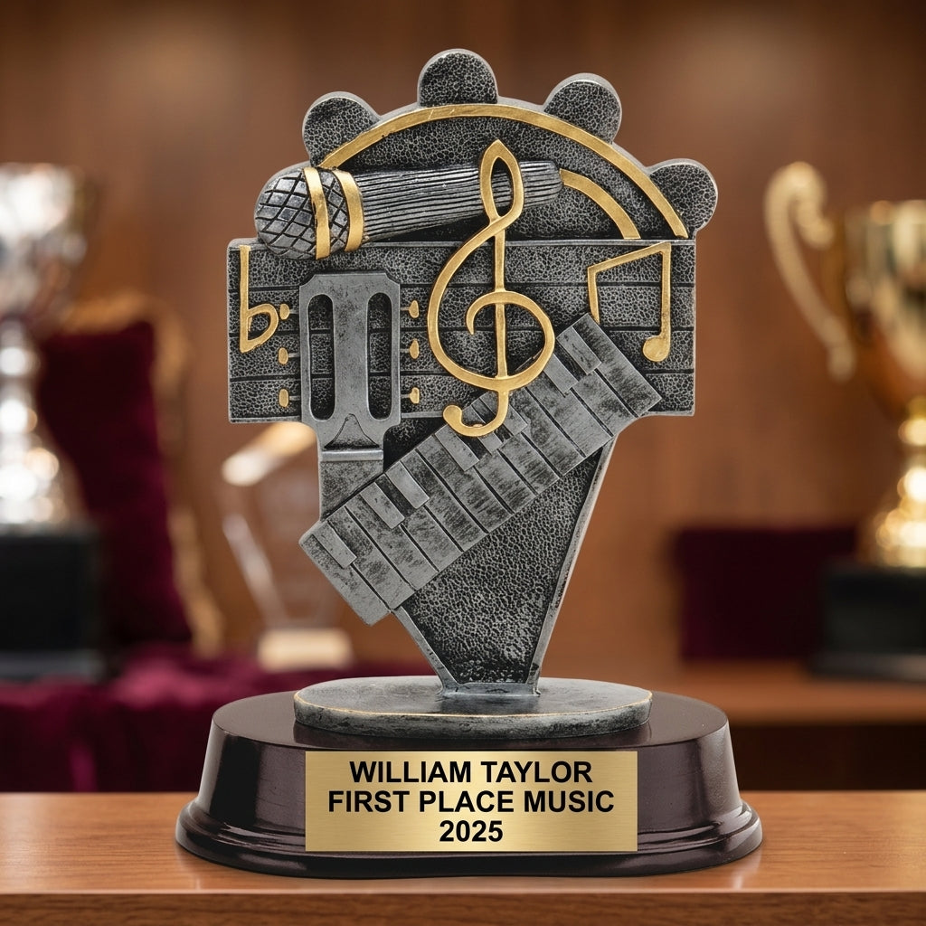 Music Award Trophy | Personalized | Custom Engraved | Music Note | Musician Gift | Performance Award | Music Competition | Wood Unlimited - View 1