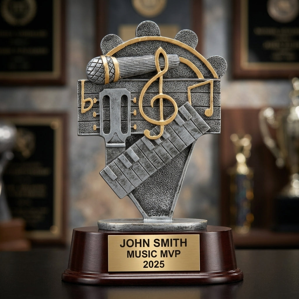 Music Award Trophy | Personalized | Custom Engraved | Music Note | Musician Gift | Performance Award | Music Competition | Wood Unlimited - View 3