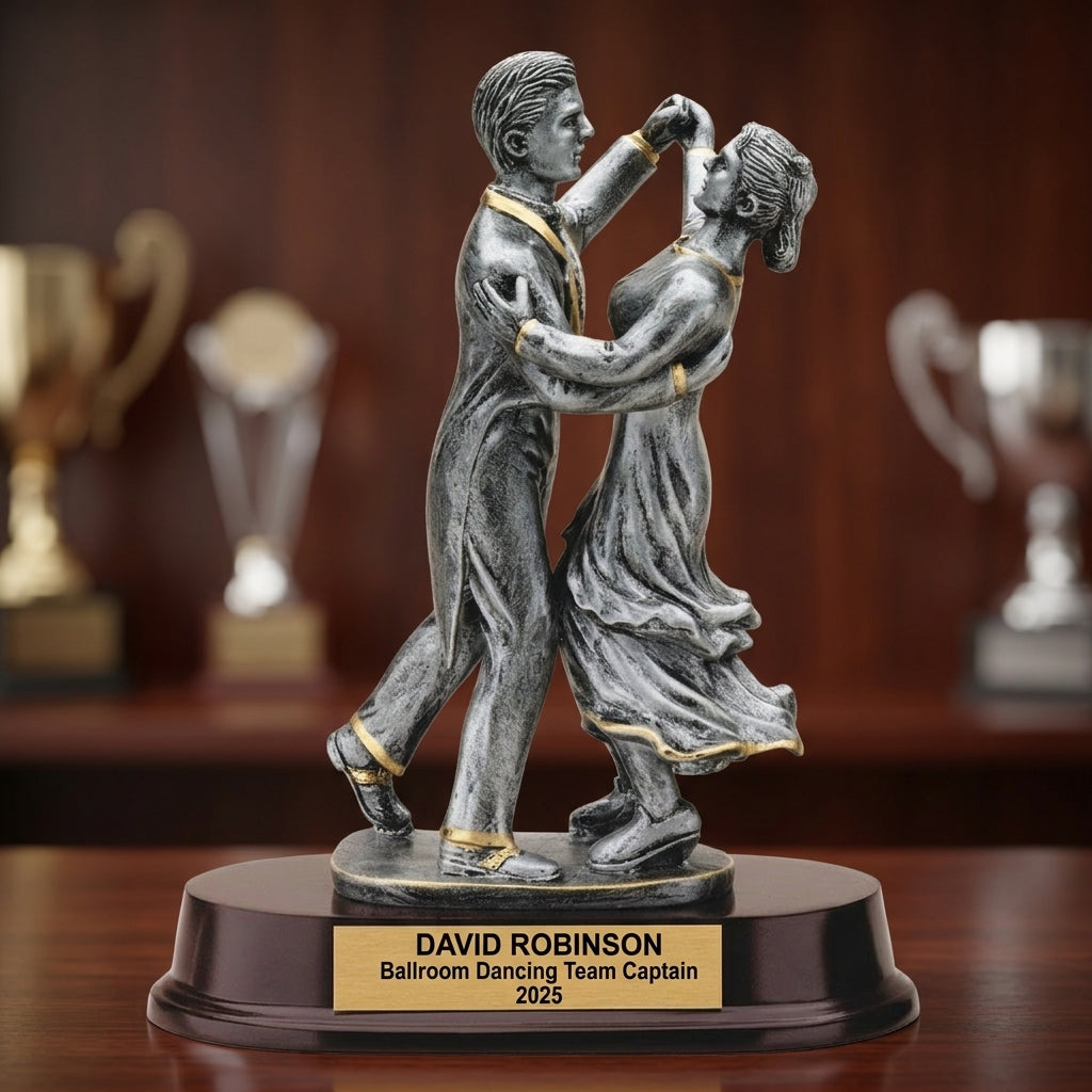 How to order a personalized ballroom dancing trophy in 3 easy steps with custom name, team, and year engraving