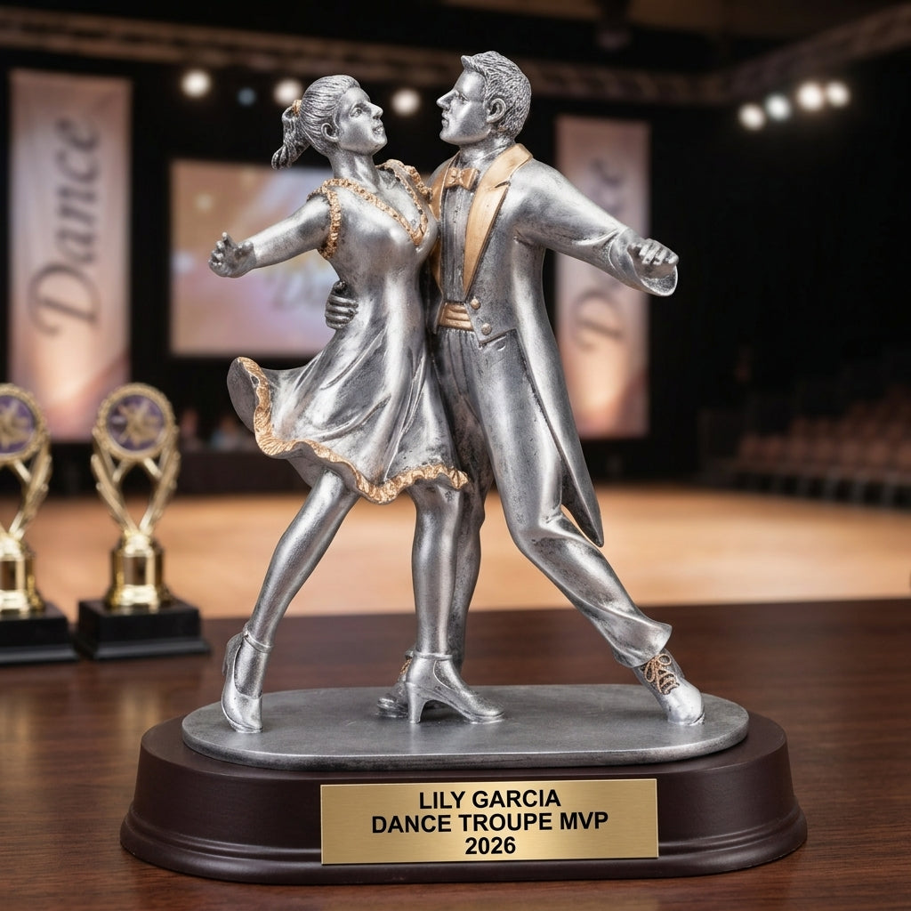 Dance Trophy Award | Personalized | Custom Engraved Dance Award | Dance Couple | Personalized Gift | Recital | Competition | Wood Unlimited - View 3