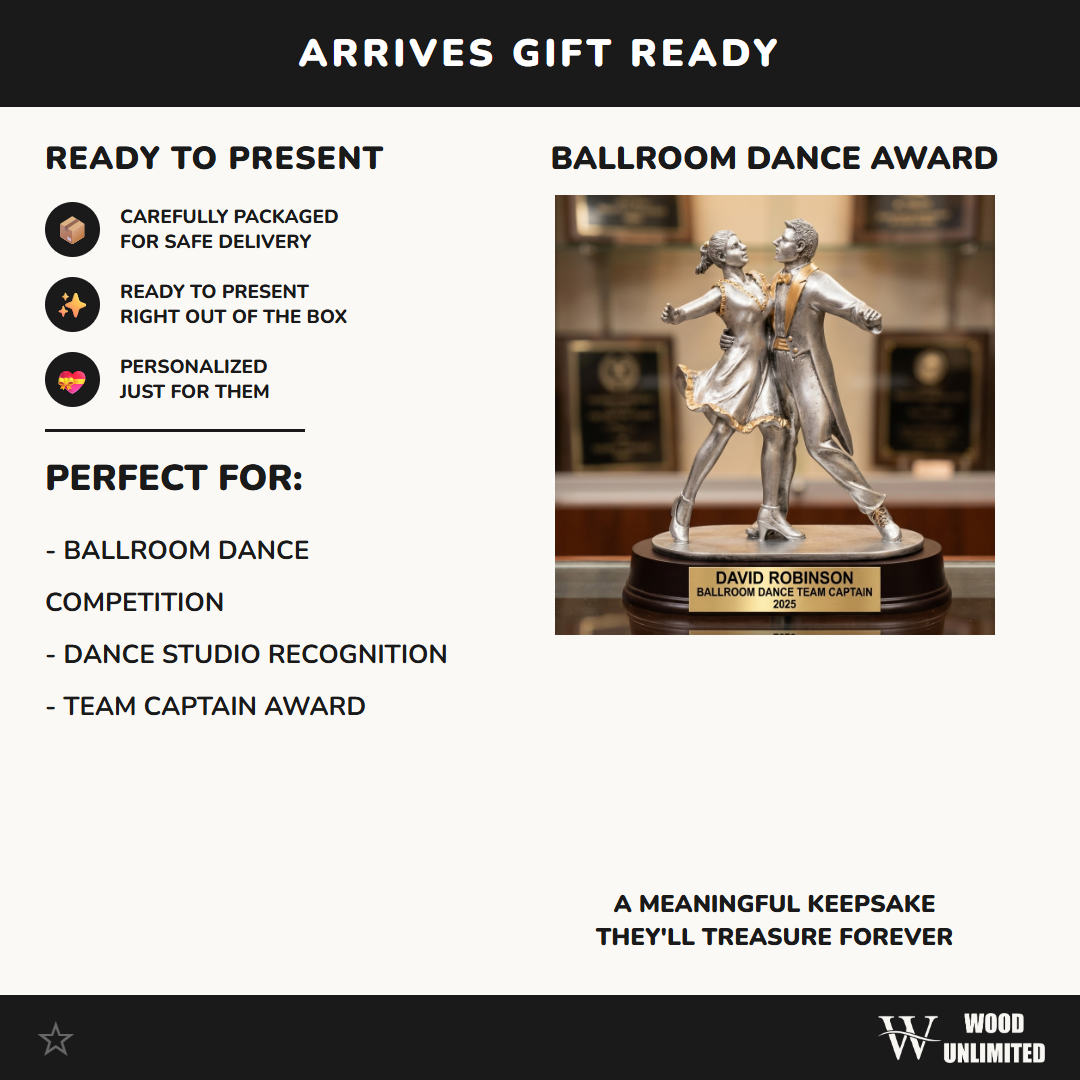 Dance Trophy Award | Personalized | Custom Engraved Dance Award | Dance Couple | Personalized Gift | Recital | Competition | Wood Unlimited