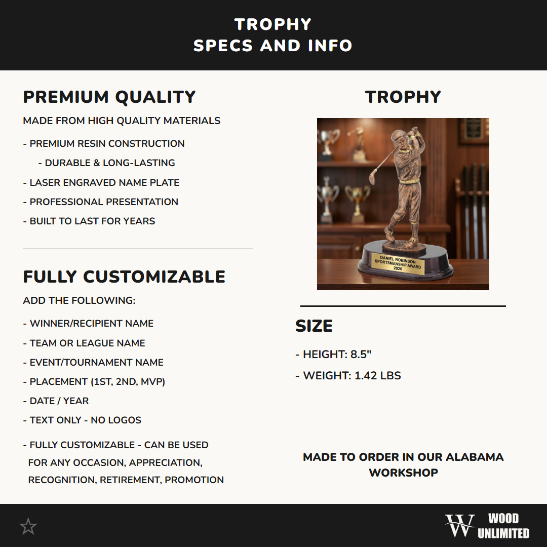 Personalized | Golf Award | Custom Engraved | Golf Trophy | Personalized Golfer | Engraved Award | Vintage Golf | Custom Golf