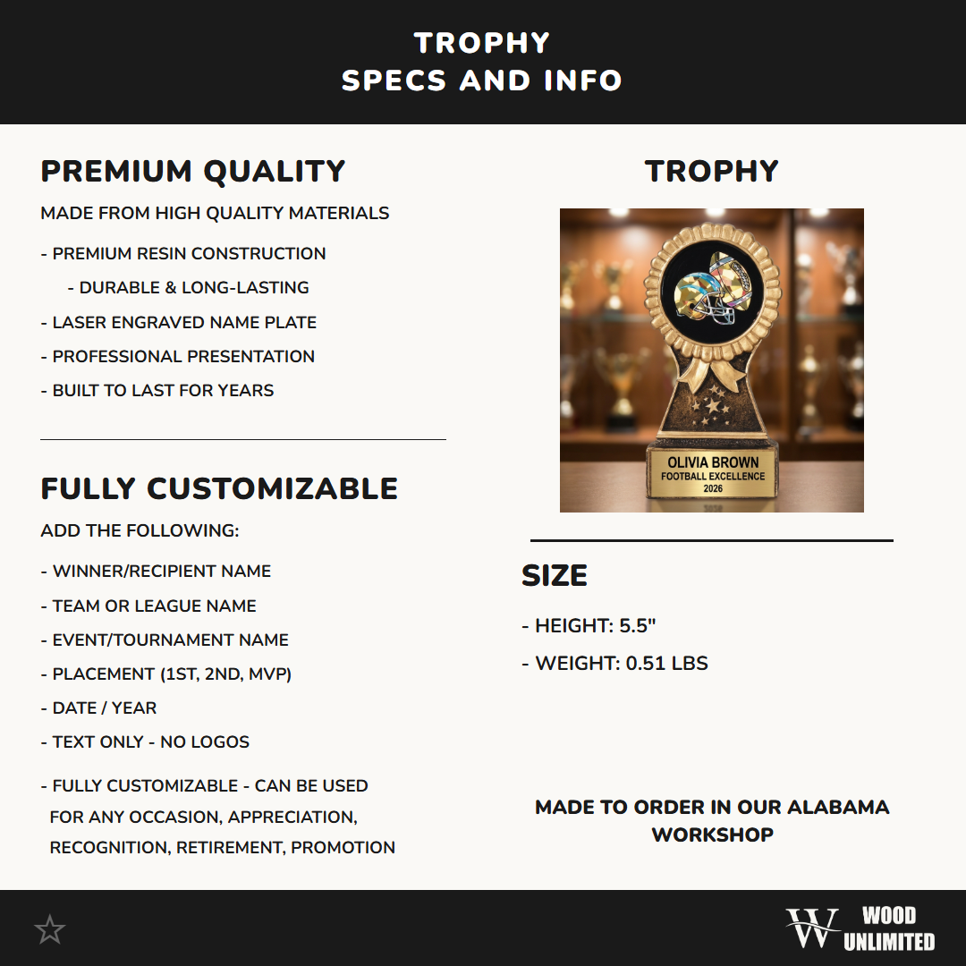 Personalized | Football Award | Custom Engraved | Football Trophy | Youth Award | MVP Trophy | Championship Award | Team Recognition