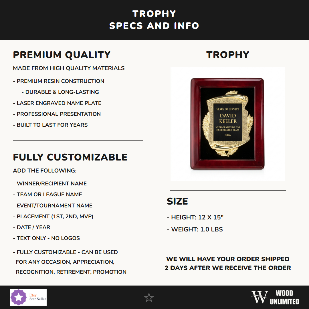 Personalized Personalized | Achievement Awards Award | Custom Engraved | Engraved Plaque | Cu Specifications - dimensions, materials, features