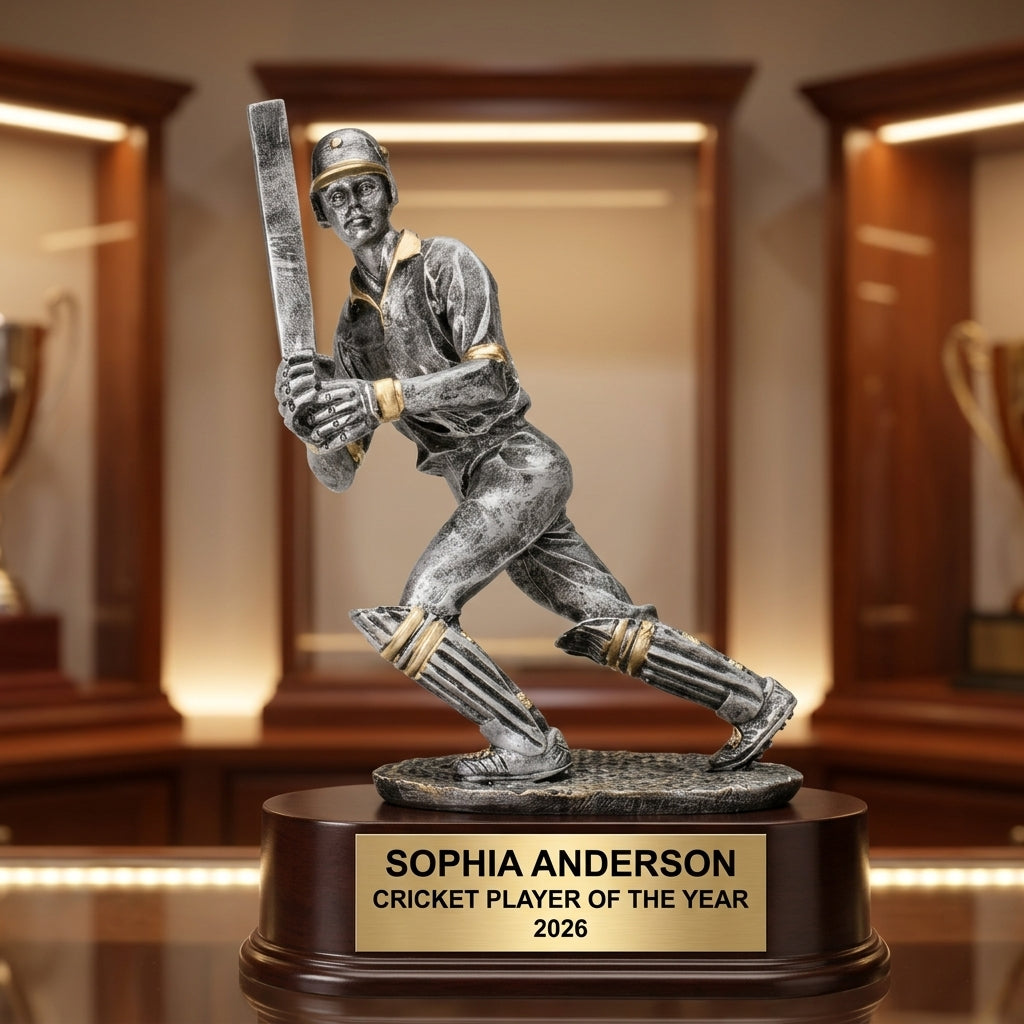 Cricket Award Trophy | Personalized Batsman Award | Custom Engraved | Cricket Gift | Team Trophy - View 1