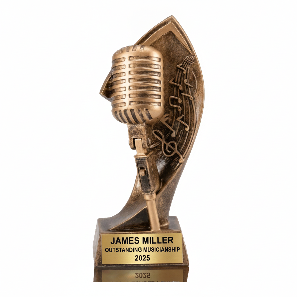 Personalized | Music Award | Custom Engraved | Music Trophy | Singing Award | Microphone | Vocalist Gift | Choir Award | Performer