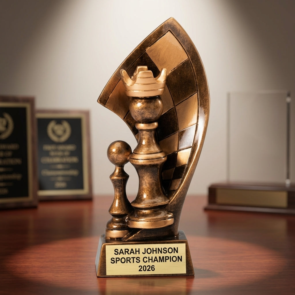 Personalized | Chess Award | Custom Engraved | Chess Trophy | King Pawn | Tournament Award | Personalized Gift | Chess Club | Player Prize - View 2
