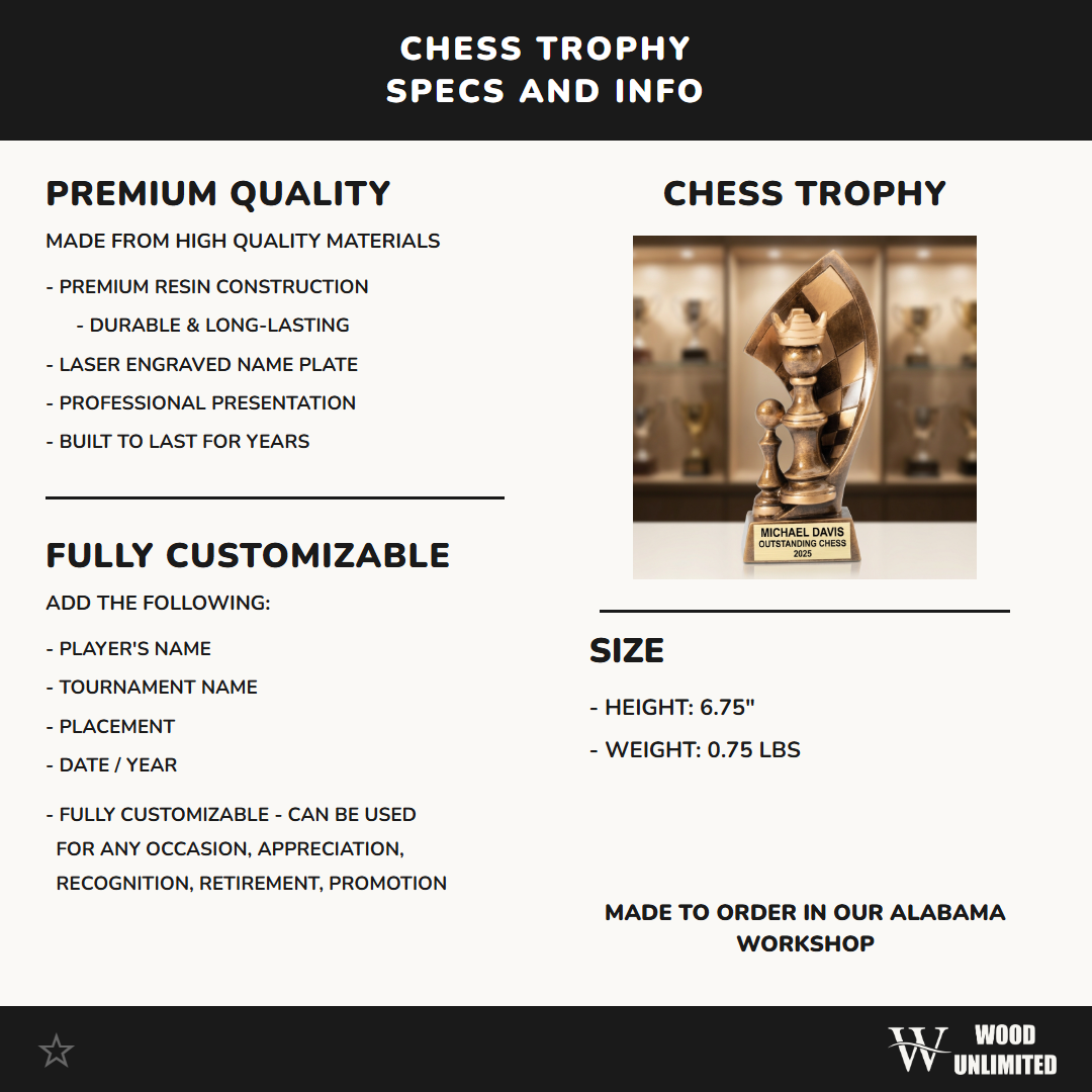 Personalized | Chess Award | Custom Engraved | Chess Trophy | King Pawn | Tournament Award | Personalized Gift | Chess Club | Player Prize