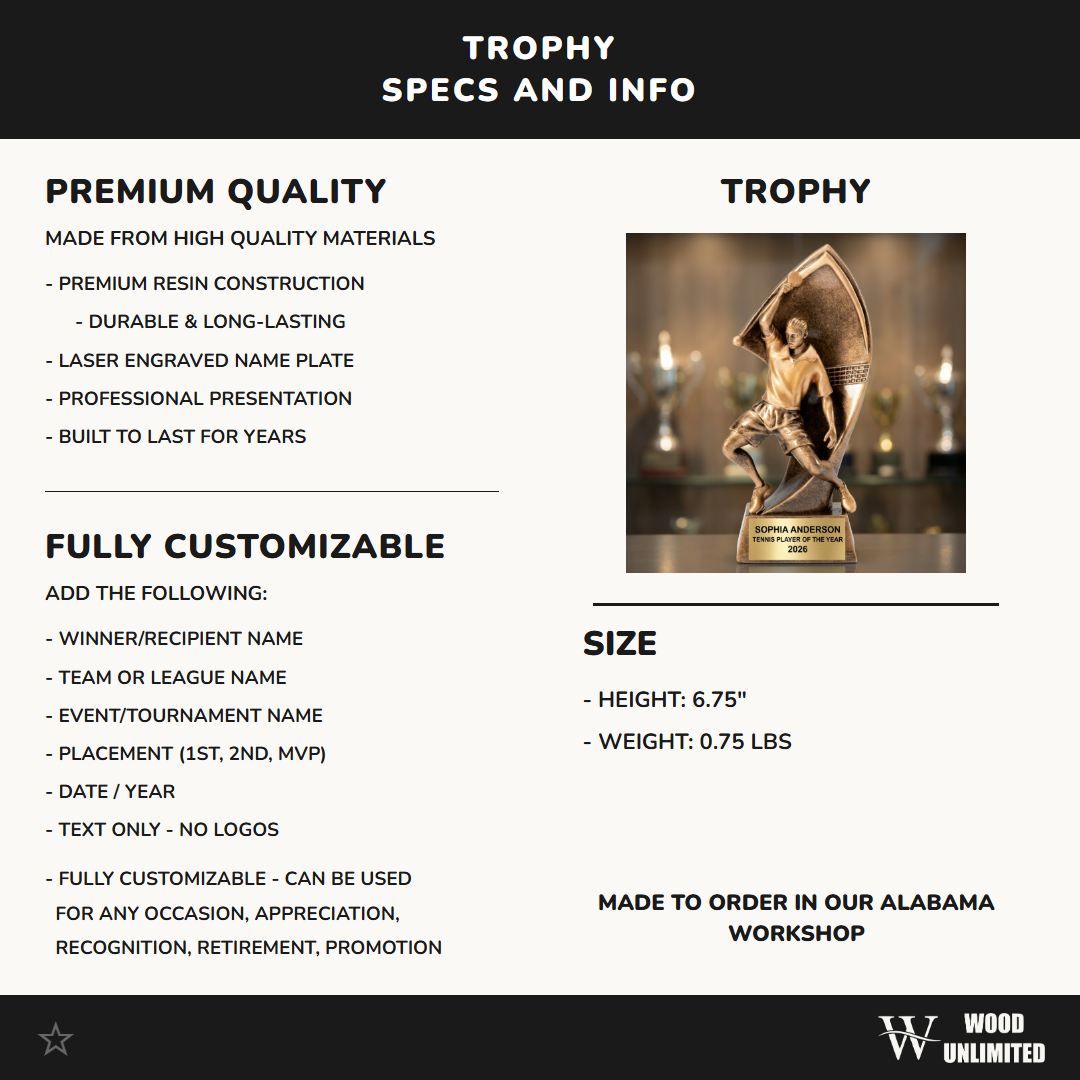 Personalized | Table Tennis Award | Custom Engraved | Table Tennis Trophy | Ping Pong Award | Player Gift | Coach Award | League Champion