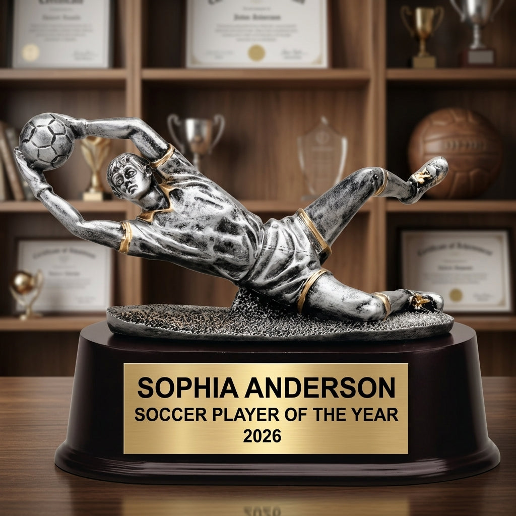 Personalized | Soccer Award | Custom Engraved | Soccer Trophy | Goalie Award | Engraved | Youth Soccer | Team Award | MVP Trophy - View 3