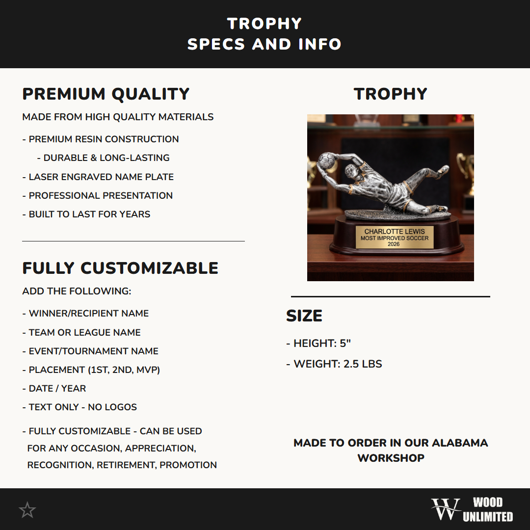 Personalized | Soccer Award | Custom Engraved | Soccer Trophy | Goalie Award | Engraved | Youth Soccer | Team Award | MVP Trophy
