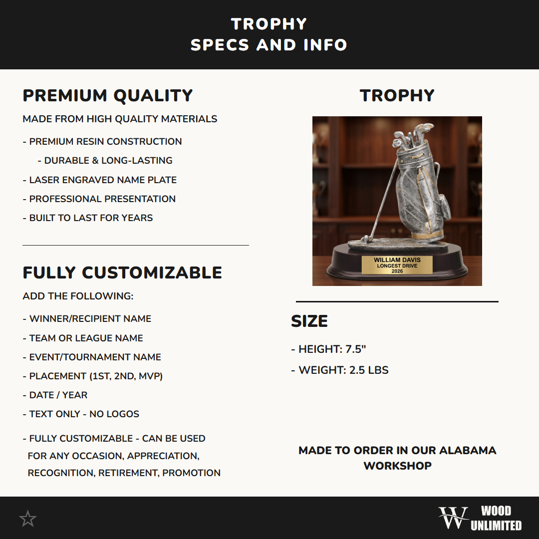 Personalized | Golf Award | Custom Engraved | Golf Trophy | Personalized Golf | Engraved Award | Longest Drive | Tournament Prize