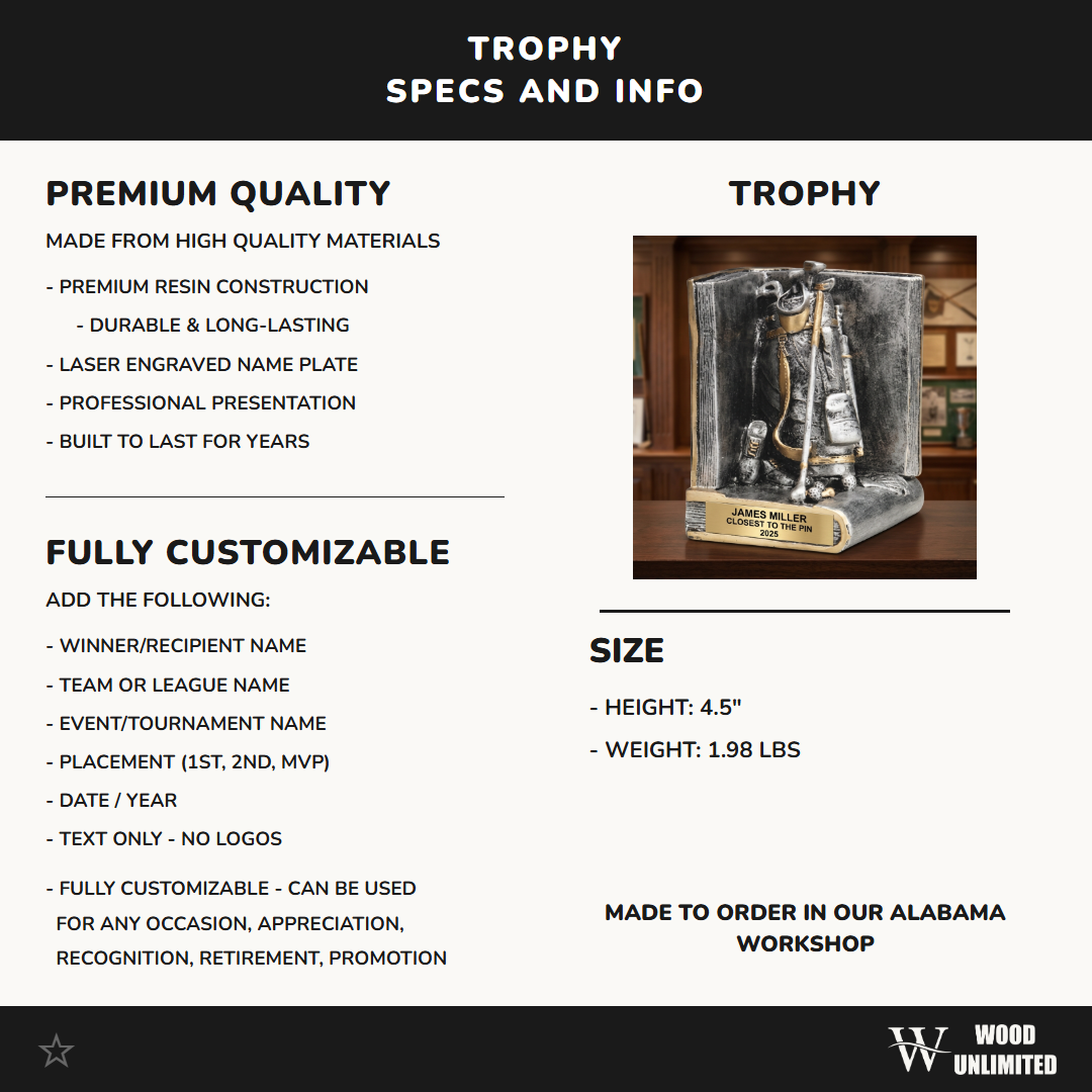 Personalized – 0.5" | Golf Award | Custom Engraved | Golf Trophy | Personalized Golf Award | Engraved Golfer Gift | Tournament Prize
