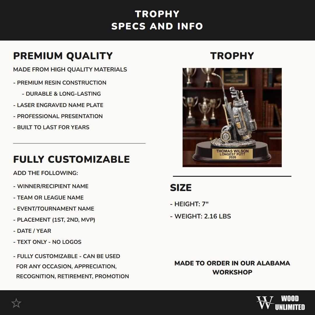 Personalized | Golf Award | Custom Engraved | Golf Trophy | Personalized Golf | Engraved Award | Tournament Prize | Longest Putt