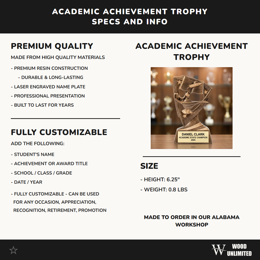 Personalized | Academic Award | Custom Engraved | Academic Trophy | Graduation Award | Scholar Gift | Student Recognition