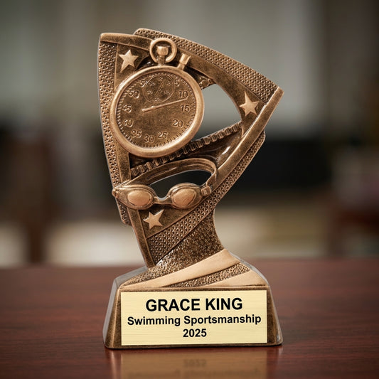 Personalized | Swimming Award | Custom Engraved | Swim Trophy | Team Gift | Championship | Youth Swimmer | Coach Gift | Achievement - View 2