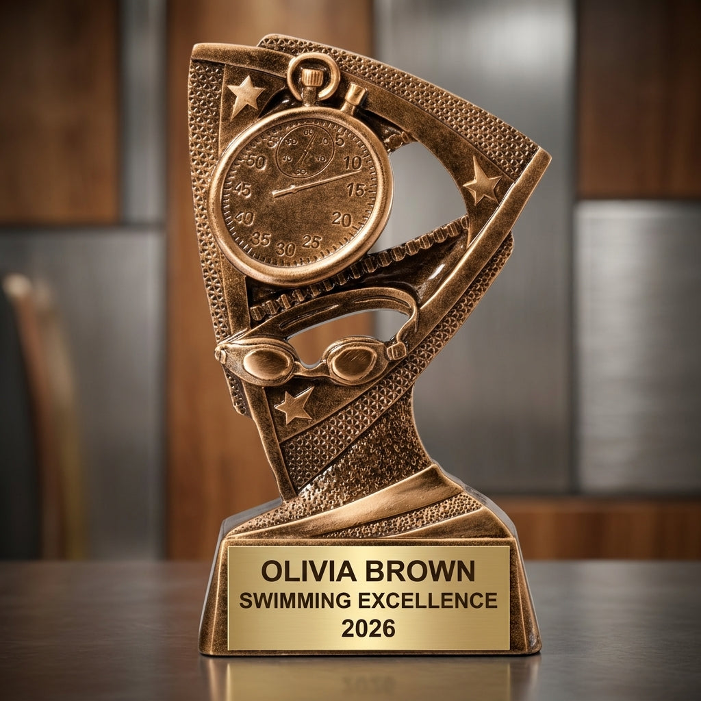Personalized | Swimming Award | Custom Engraved | Swim Trophy | Team Gift | Championship | Youth Swimmer | Coach Gift | Achievement - View 3