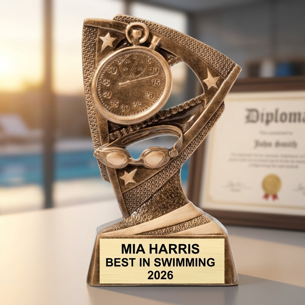 Personalized | Swimming Award | Custom Engraved | Swim Trophy | Team Gift | Championship | Youth Swimmer | Coach Gift | Achievement - View 5