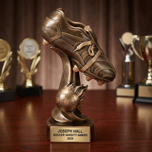 Soccer Award Trophy | Personalized | Custom Engraved | Fireball Design | MVP Gift | Team Awards - View 2