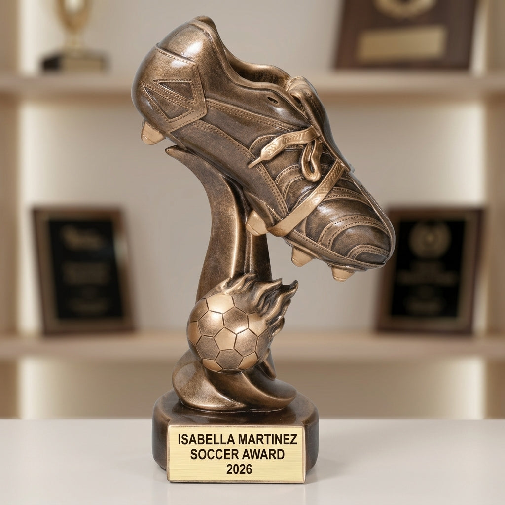 Soccer Award Trophy | Personalized | Custom Engraved | Fireball Design | MVP Gift | Team Awards - View 4