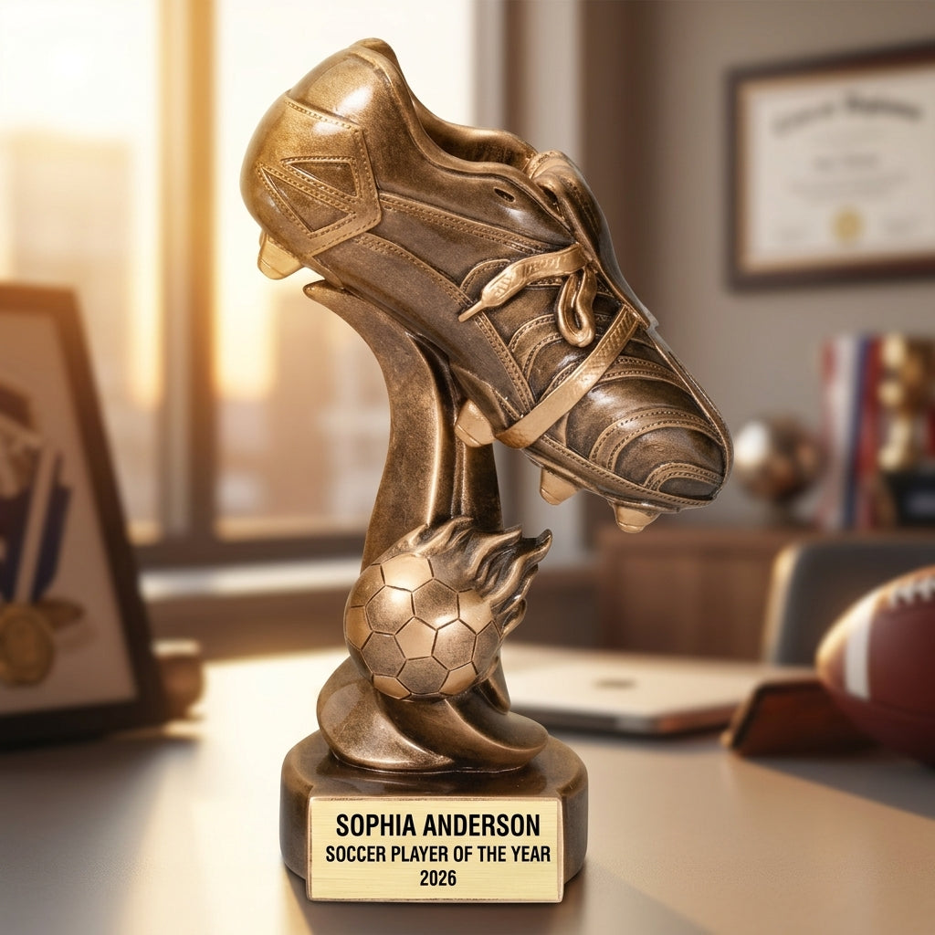 Soccer Award Trophy | Personalized | Custom Engraved | Fireball Design | MVP Gift | Team Awards - View 5