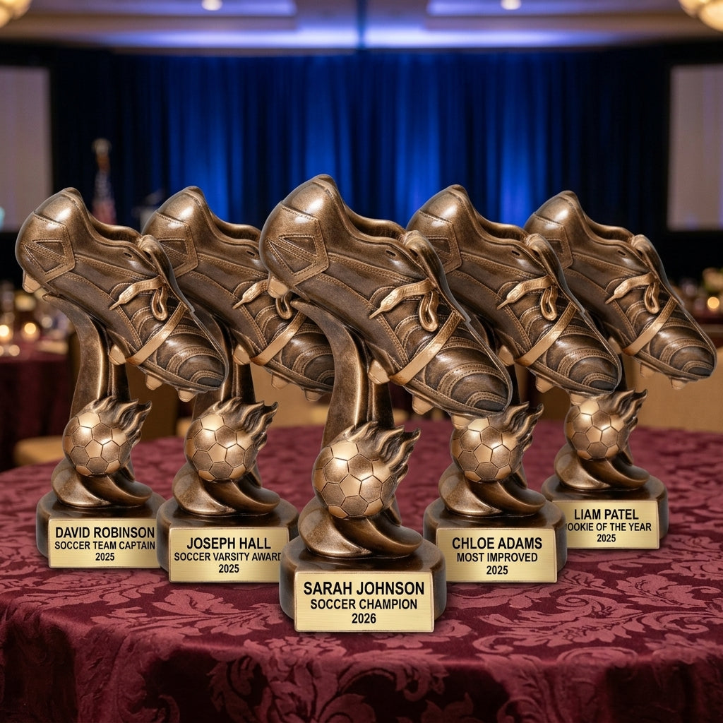 Soccer Award Trophy | Personalized | Custom Engraved | Fireball Design | MVP Gift | Team Awards - View 6