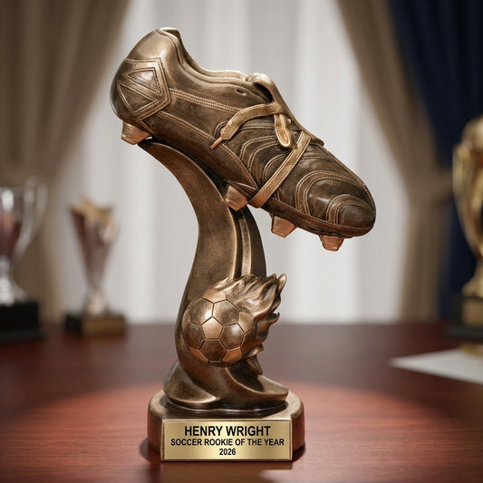 Soccer Trophy Award | Personalized | Custom Engraved | Fireball Design | Soccer Gift | MVP | Champions | Team Award - View 2