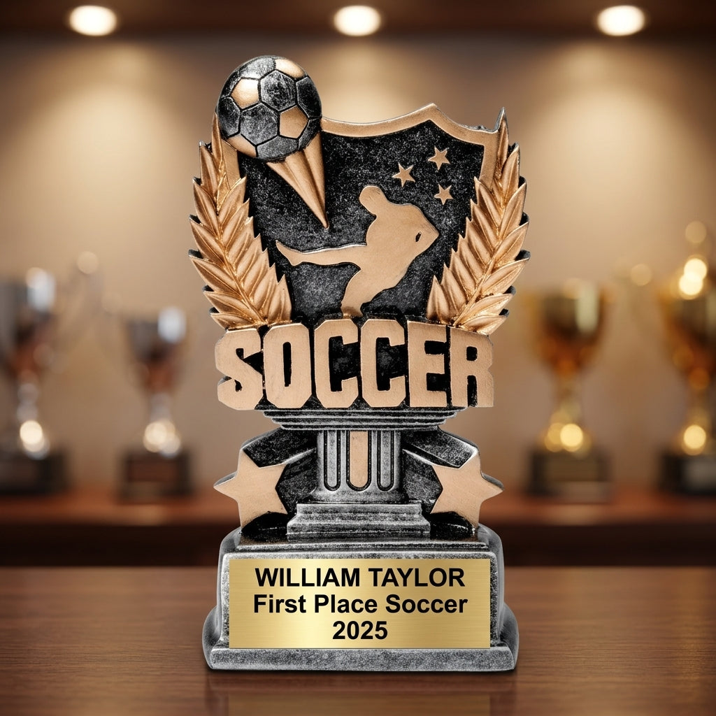 How to order a personalized soccer trophy in 3 easy steps with custom name, team, and year engraving