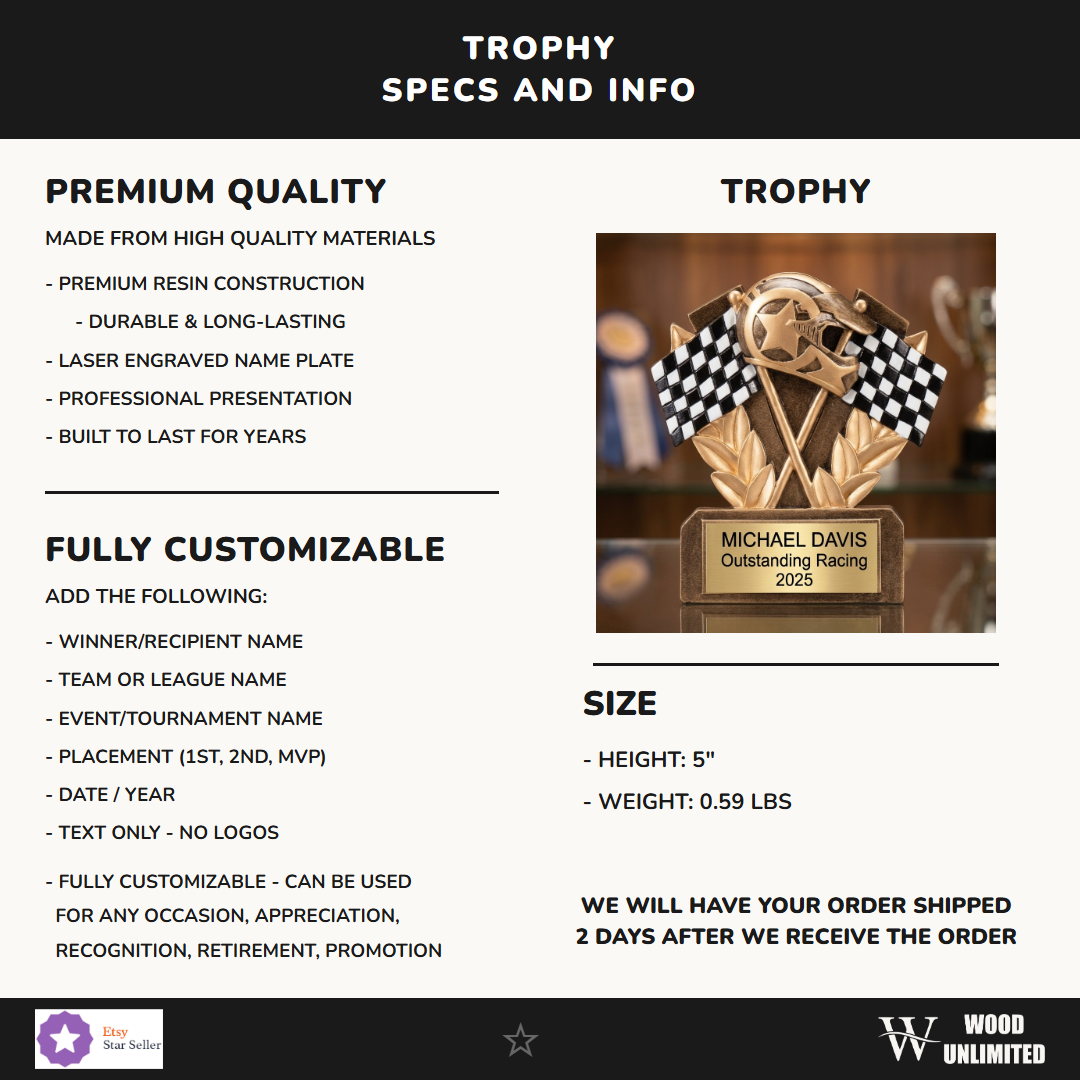 Racing Resin Figure Trophy 5"
