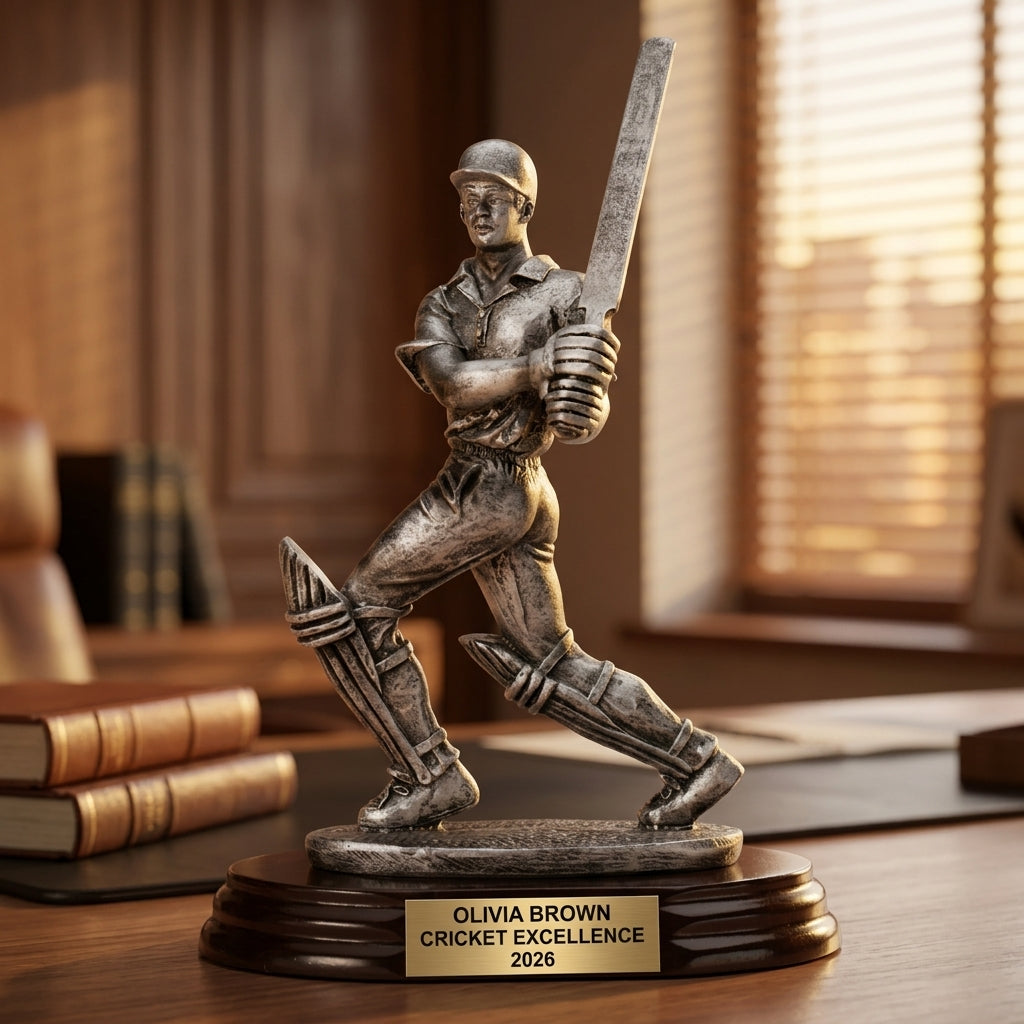 Personalized | Cricket Award | Custom Engraved | Cricket Trophy | Personalized Award | Engraved Gift | Batsman Figure | MVP Award - View 5