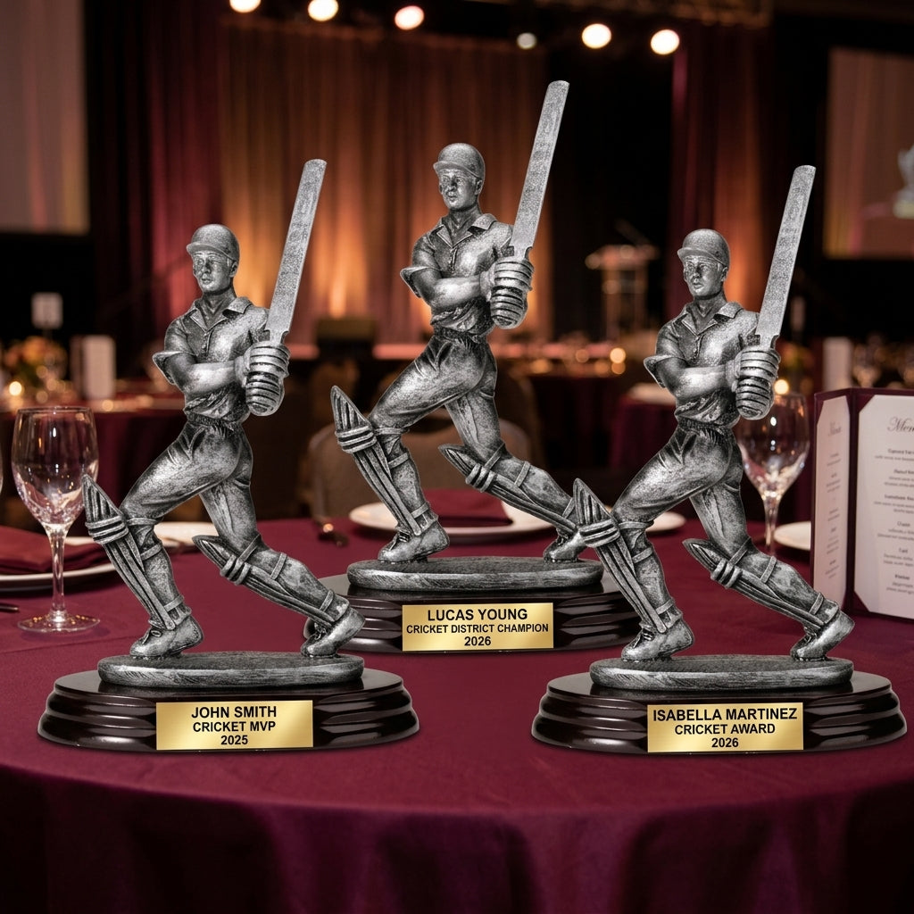 Personalized | Cricket Award | Custom Engraved | Cricket Trophy | Personalized Award | Engraved Gift | Batsman Figure | MVP Award - View 6