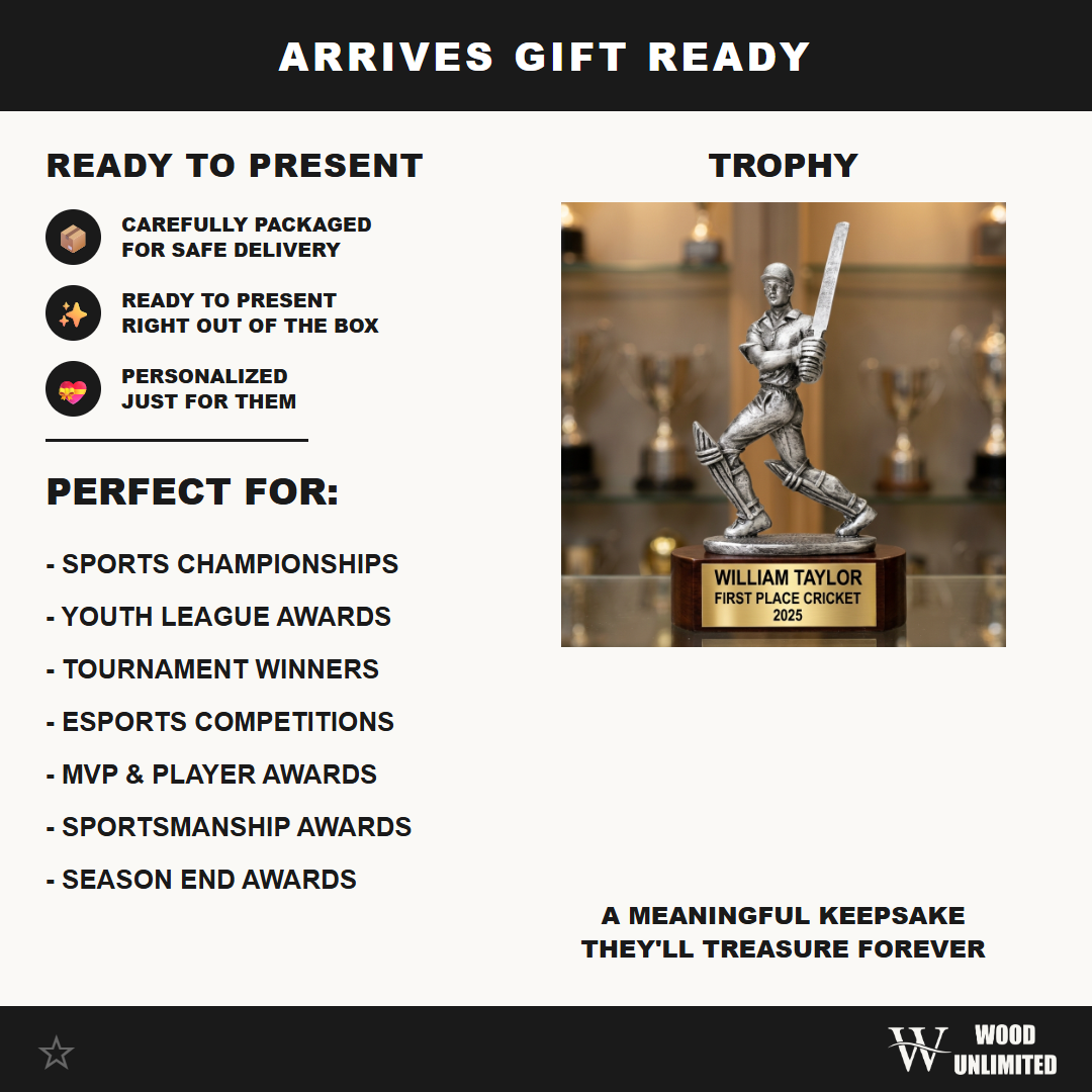 Personalized | Cricket Award | Custom Engraved | Cricket Trophy | Personalized Award | Engraved Gift | Batsman Figure | MVP Award