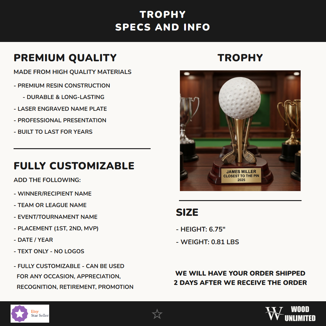 Golf Resin Figure Trophy 6"