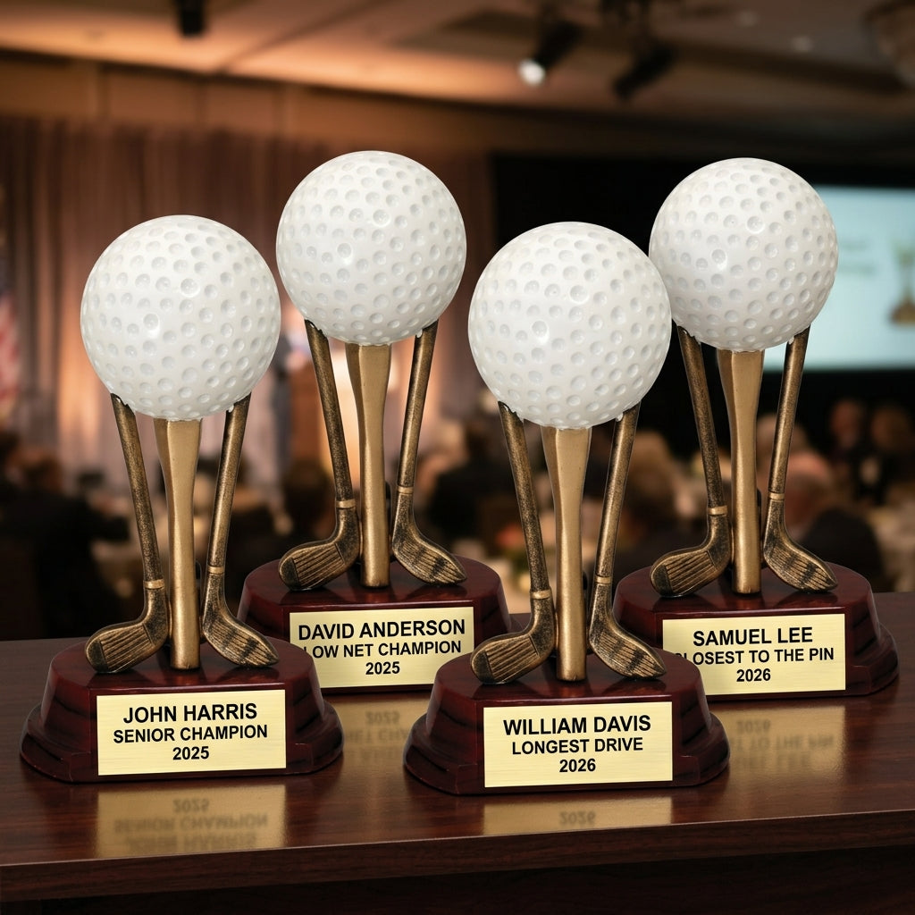 Golf Award Trophy | Personalized | Custom Engraved | Golf Ball On Clubs | Champion | Tournament | Gift - View 6